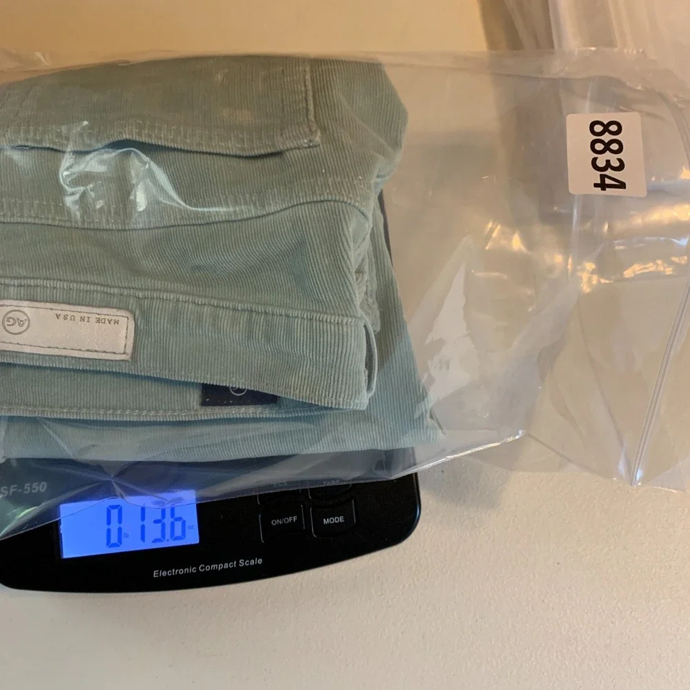 AG Adriano Goldschmied Pants 27 R  Stevie Slim Straight Corduroy‎ Mint Green